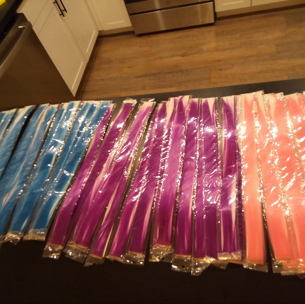 35 purple, blue, and pink clip in hair extensions 22 inches long